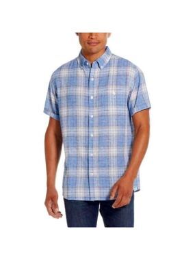 Weatherproof Vintage Short Sleeve Linen Woven Shirt Blue